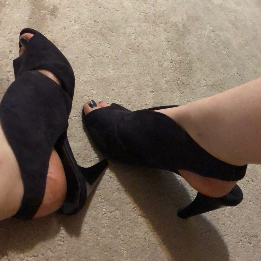 Suede purple heels